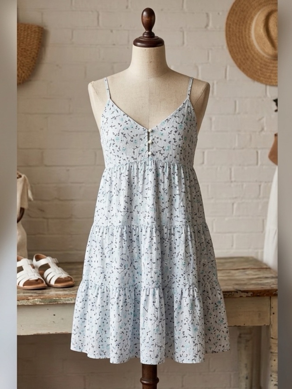 wild fable White Maxi Skirt with Light Blue Floral Print